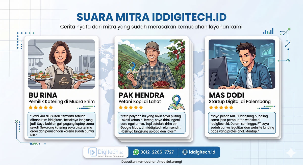 Testimoni Klien Jasa Pembuatan NIB OSS Dari Muara Enim Lahat Dan Palembang