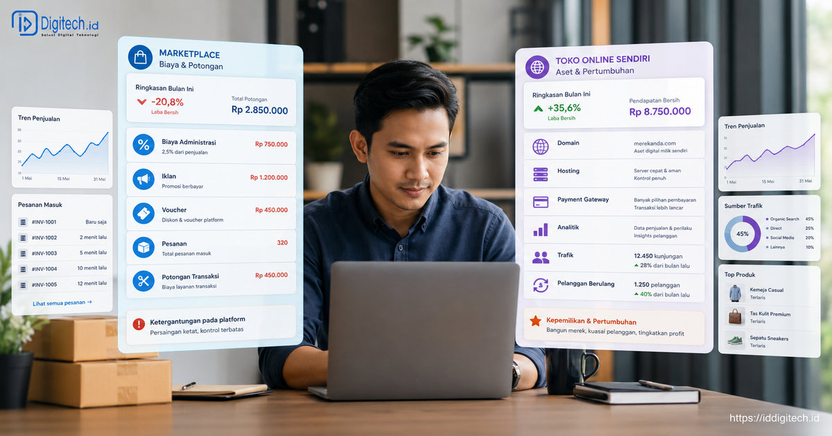 Fee Marketplace Vs Biaya Website Sendiri